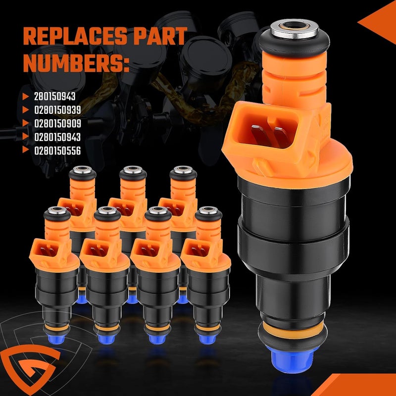 GEARCESS Fuel Injector Fit for Ford E-350 Econoline Club Wagon E350 E450, Fit for Ford Excursion Expedition F-150 F250 F350 Super Duty 5.4L 5.8L 5.0L 4.6L V8 Replaces# 280150943, 0280150939 (Set of 8) - Image 3